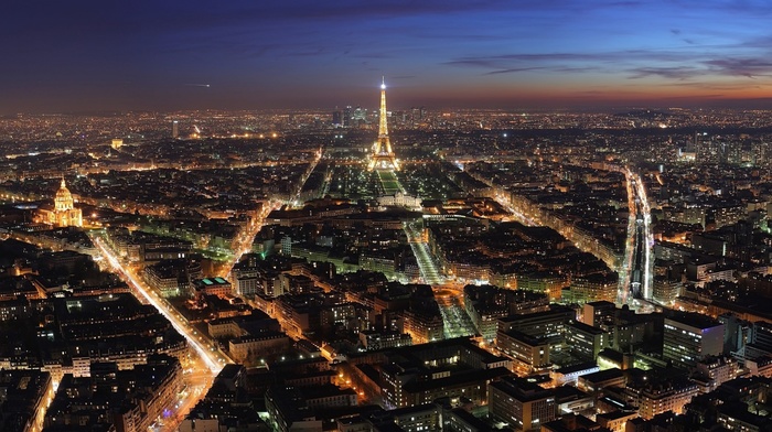 Paris, sunset, Eiffel Tower
