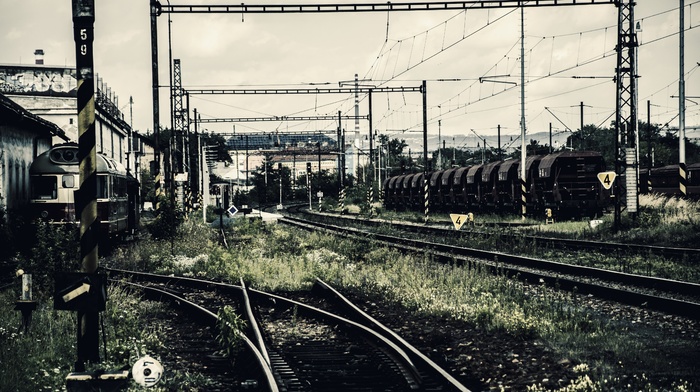 clouds, Pripyat, ground, train station, rust, nature, train, sky, old, destruction, rail yard, car