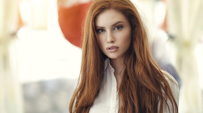 portrait, girl, redhead, face