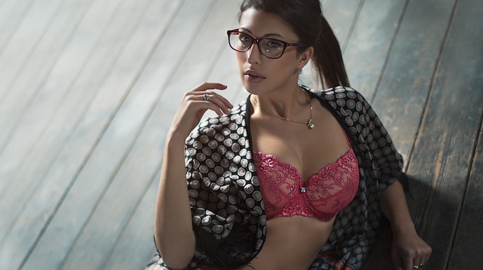 lingerie, girl with glasses, model, girl