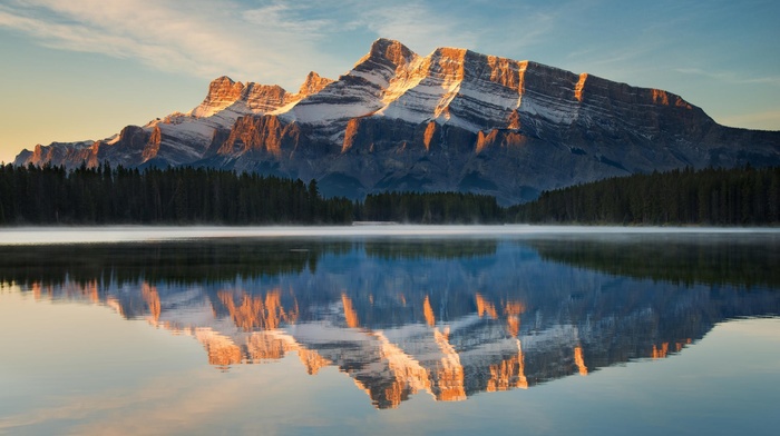 water, sunlight, calm, Unlight, morning, landscape, trees, lake, forest, nature, Canada, reflection