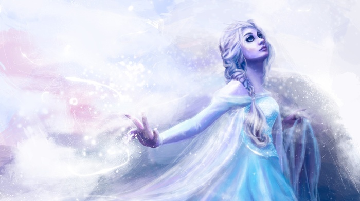 girl, Princess Elsa, artwork, Frozen movie