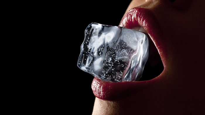 lips, girl, ice bucket