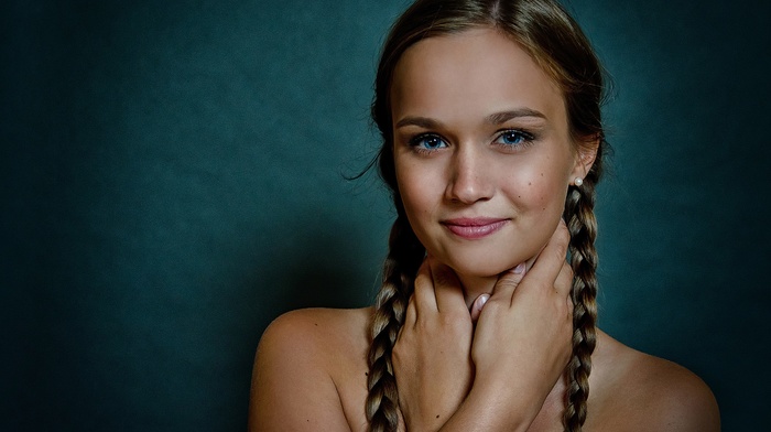 ponytail, smiling, portrait, girl, blonde, face