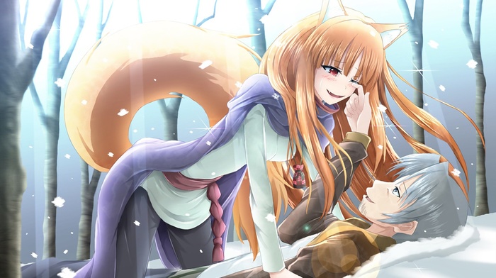 anime, wolf girls, anime girls, Spice and Wolf, Holo