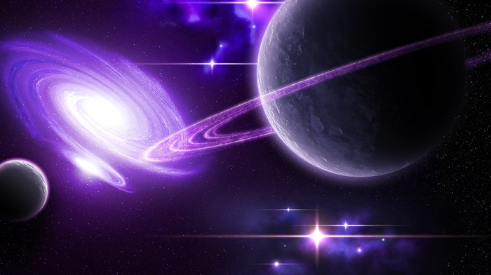 render, CGI, galaxy, planet, purple, space
