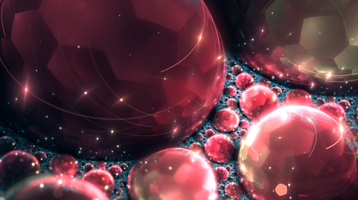 abstract, bubbles, artwork, crystallized, black and red, digital art