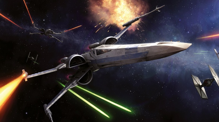 Star Wars, space, lasers, spaceship, science fiction, artwork, laser, x, wing