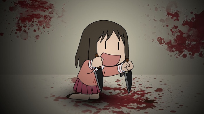 anime girls, anime, knife, Azumanga Daioh, blood, Kasuga Ayumu