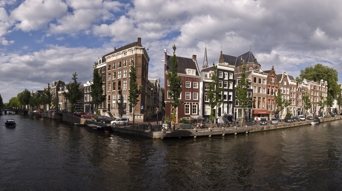 building, cityscape, clouds, city, Amsterdam, Netherlands, water, river