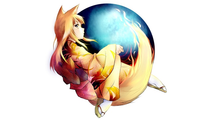 Browser, tan, kimono, fox girl, Mozilla Firefox