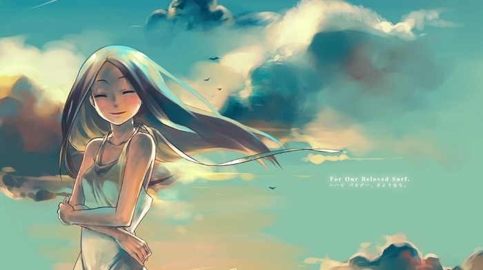 anime, clouds, original characters, anime girls