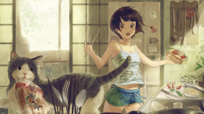 cat, original characters, anime, anime girls