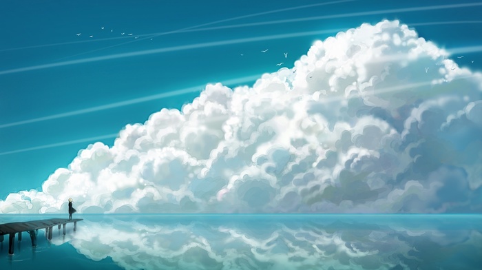 clouds, anime, artwork