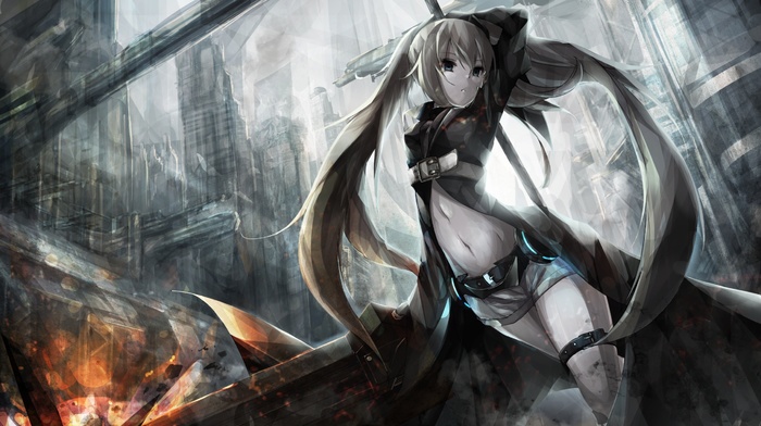 sword, twintails, anime girls, original characters, anime