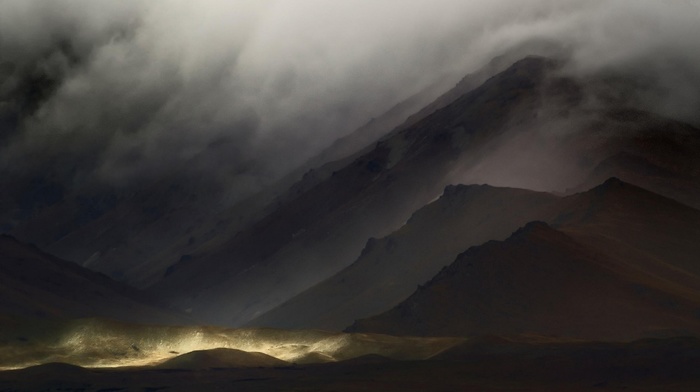mountain, nature, mist, landscape, dark, clouds