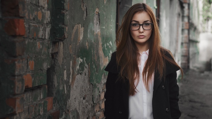 portrait, girl, girl with glasses, walls