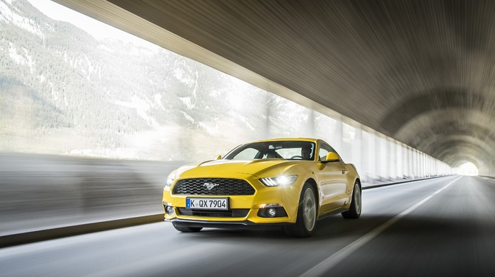 motion blur, Ford Mustang GT, car, muscle cars, road