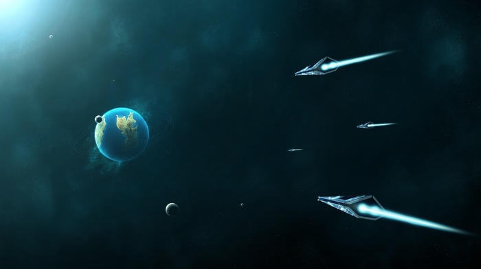 space, moon, spaceship, CGI, planet, futuristic