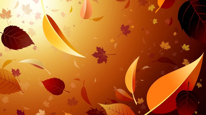 maple leaves, CGI, minimalism, brown, digital art, fall, leaves