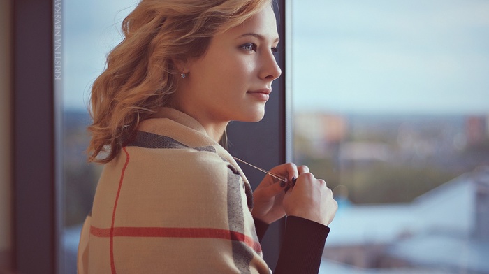 girl, window, blonde, Kristina Nevskaya