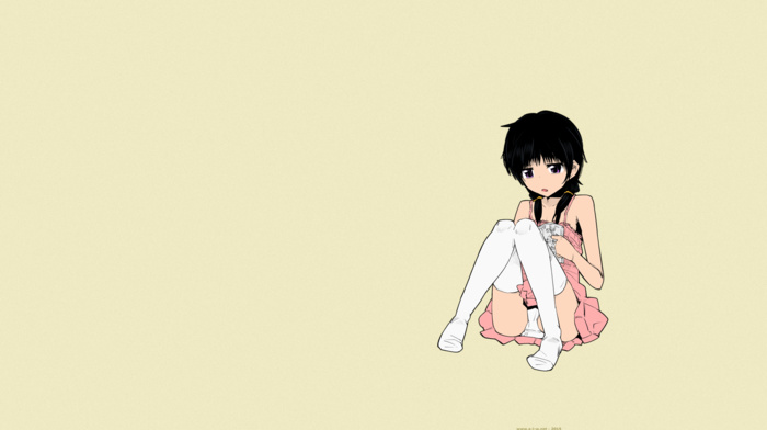 black hair, anime, twintails, anime girls, stockings, panties, upskirt, Seihoukei, manga