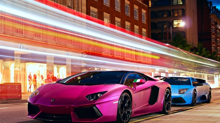 pink, lamborghini murcielago, Lamborghini, Lamborghini Aventador, car, motion blur