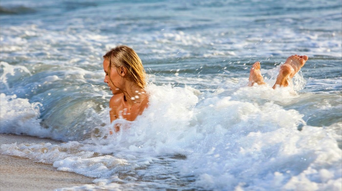 girl, sea, water, beach, girl outdoors