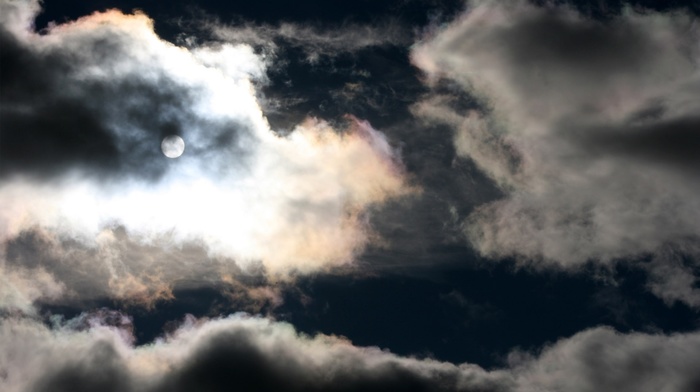 clouds, moon
