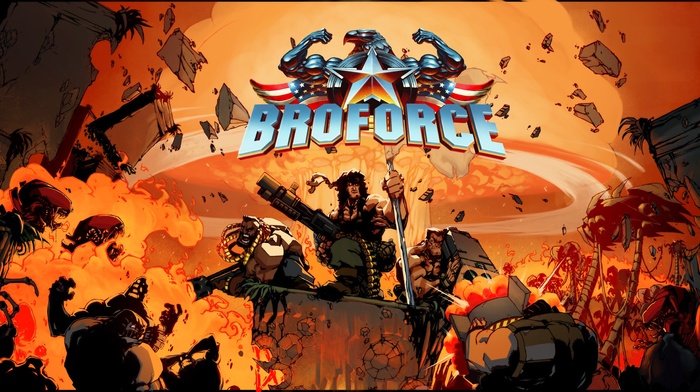 PC gaming, cover art, Broforce, video games