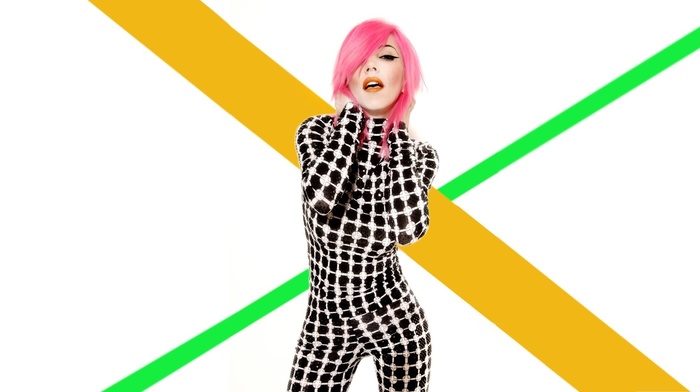 girl, checkered, singer, pink hair