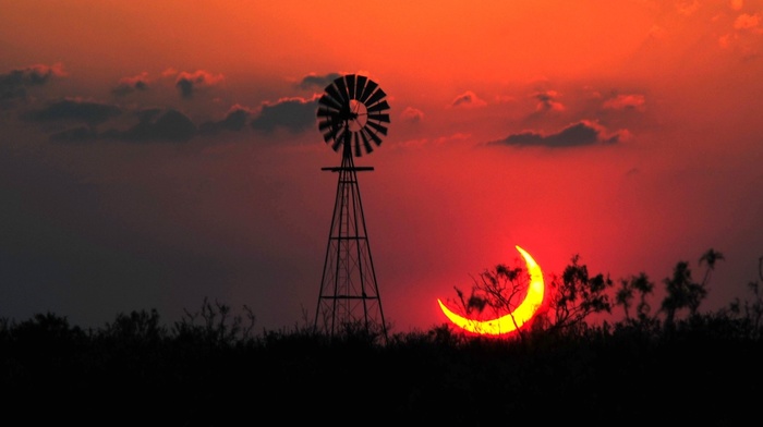landscape, eclipse, Sun, Texas