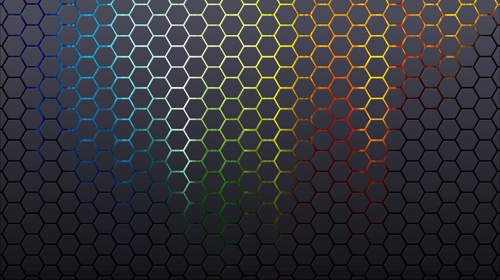 hexagon, multi color