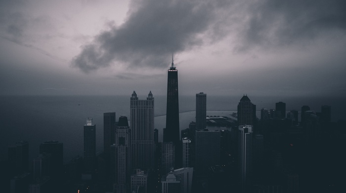 cityscape, building, city, sky, clouds