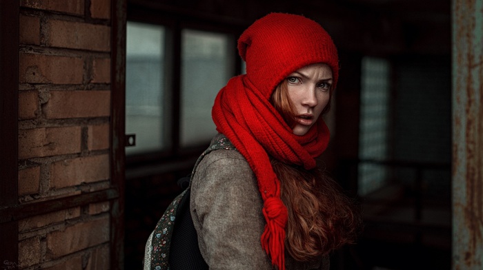Georgiy Chernyadyev, scarf, woolly hat, redhead, girl
