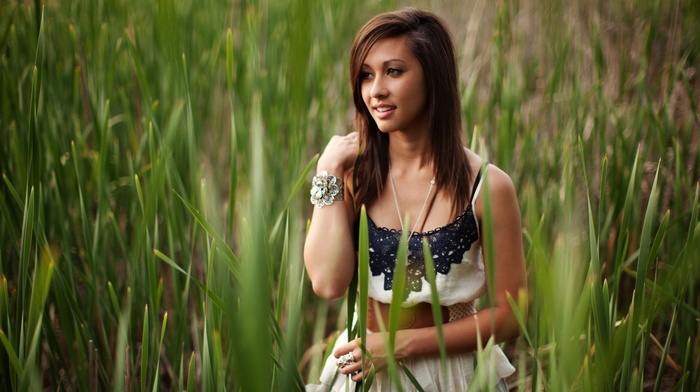 nature, girl, model, girl outdoors, grass, brunette