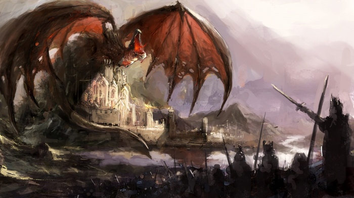 castle, dragon