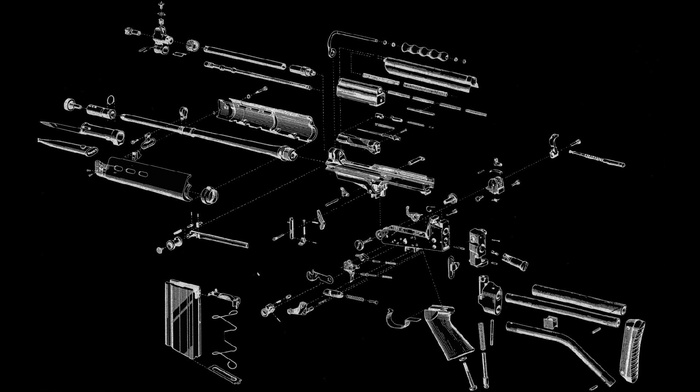 Exploded, view diagram, gun, FN FAL