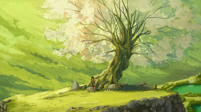 trees, original characters, landscape