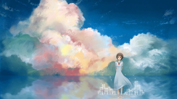 clouds, landscape, original characters