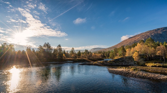 sunlight, river, nature, water