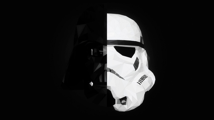 Star Wars, Darth Vader, stormtrooper, splitting, minimalism, mask