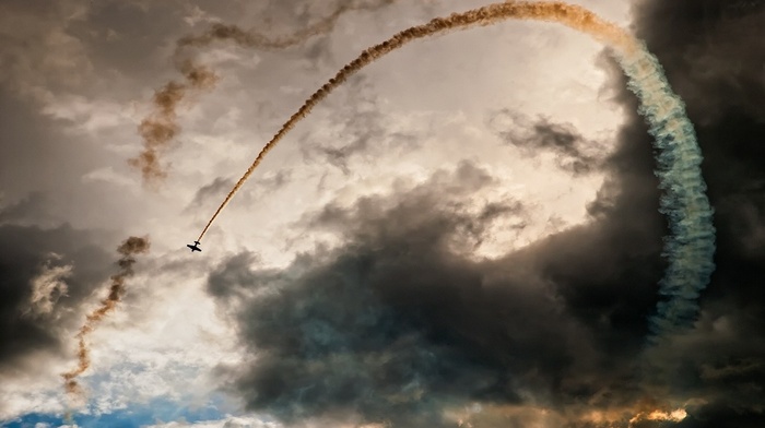 landscape, air force, sky, airplane, smoke, festivals, nature, clouds