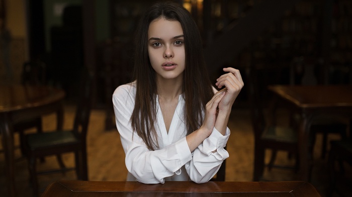 girl, sitting, portrait