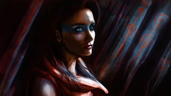 girl, painting, artwork