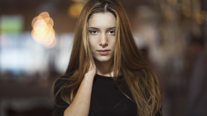 girl, brunette, face, portrait