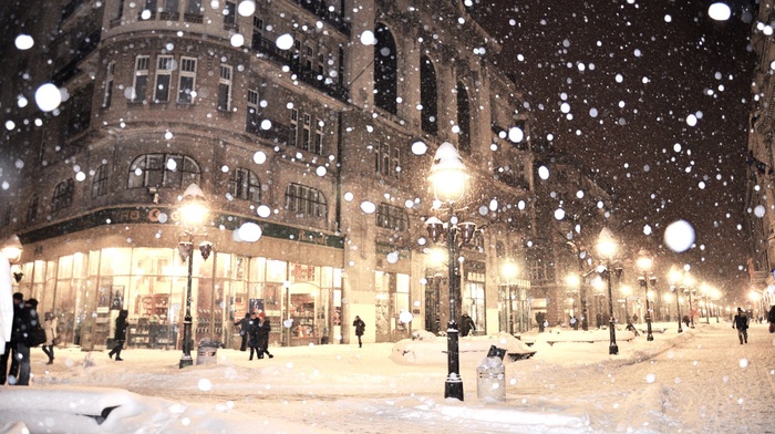 street light, Sarajevo, Belgrade, lamps, snow, street