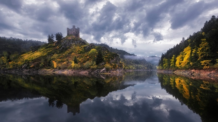 lake, France, castle