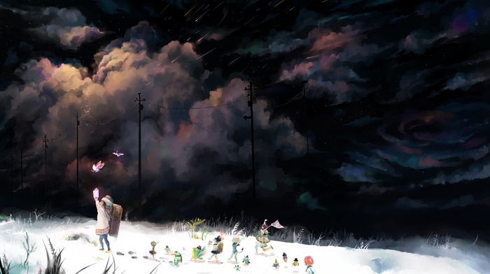 snow, artwork, anime