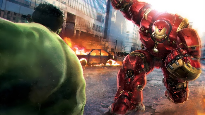 Iron Man, battle, Hulk, Avengers Age of Ultron, concept art